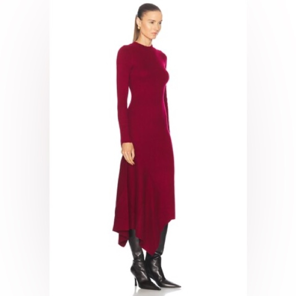 L'academie By Marianna Odelya Asymmetrical Knit Sweater Dress Wine Medium